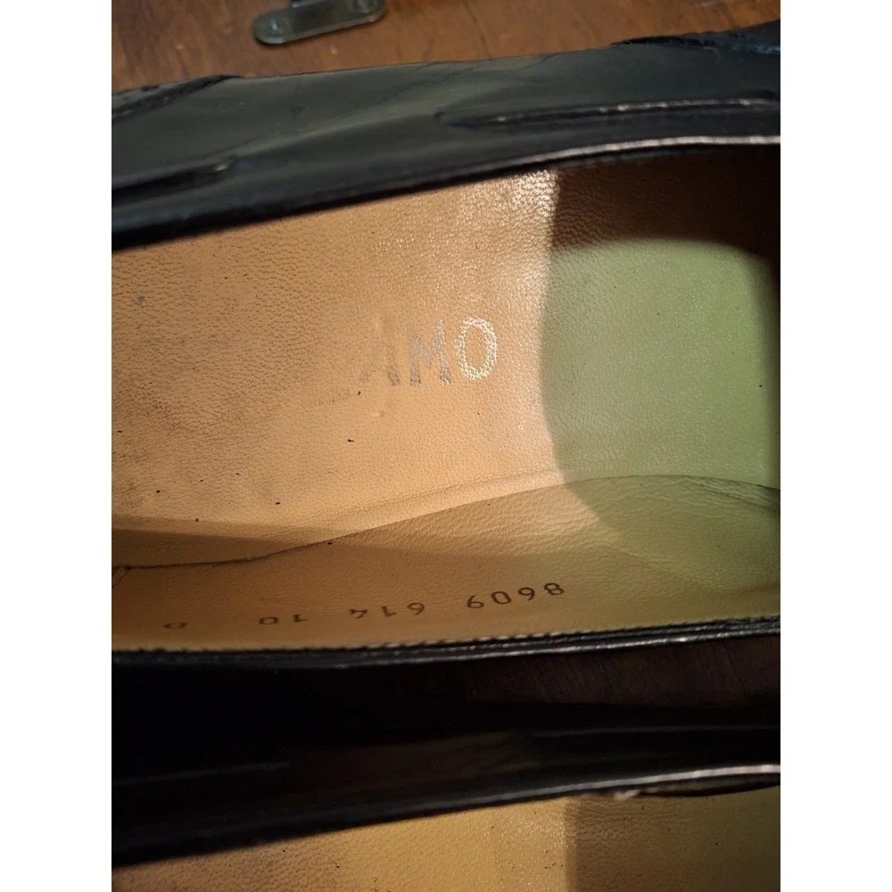 Salvatore Ferragamo Leather Wing Tips 10 D Black Slipon Made In Italy